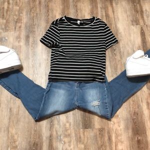 Diverse black and white striped tee